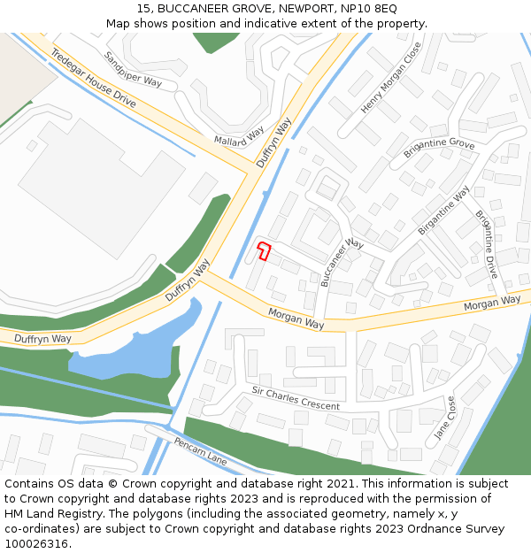 15, BUCCANEER GROVE, NEWPORT, NP10 8EQ: Location map and indicative extent of plot