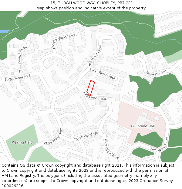 15, BURGH WOOD WAY, CHORLEY, PR7 2FF: Location map and indicative extent of plot