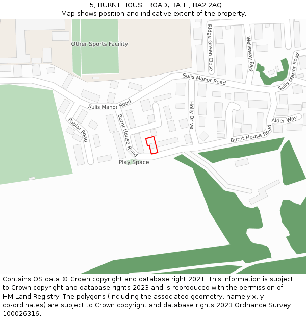 15, BURNT HOUSE ROAD, BATH, BA2 2AQ: Location map and indicative extent of plot
