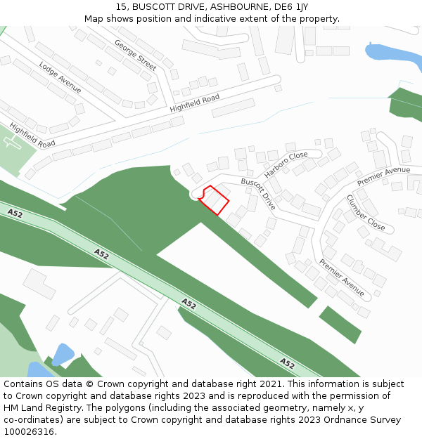 15, BUSCOTT DRIVE, ASHBOURNE, DE6 1JY: Location map and indicative extent of plot