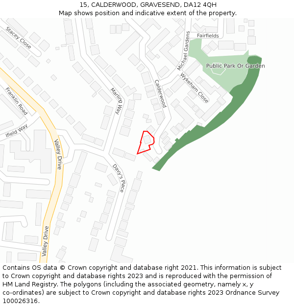 15, CALDERWOOD, GRAVESEND, DA12 4QH: Location map and indicative extent of plot