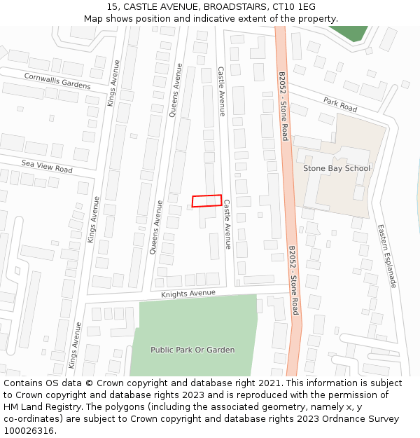 15, CASTLE AVENUE, BROADSTAIRS, CT10 1EG: Location map and indicative extent of plot