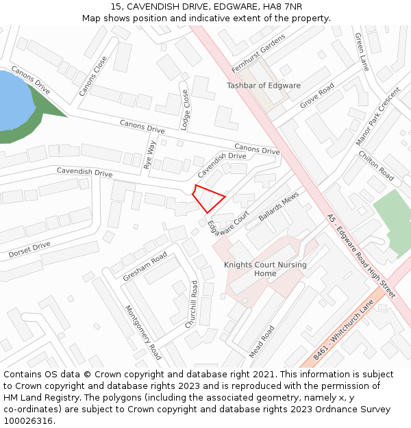 15, CAVENDISH DRIVE, EDGWARE, HA8 7NR: Location map and indicative extent of plot