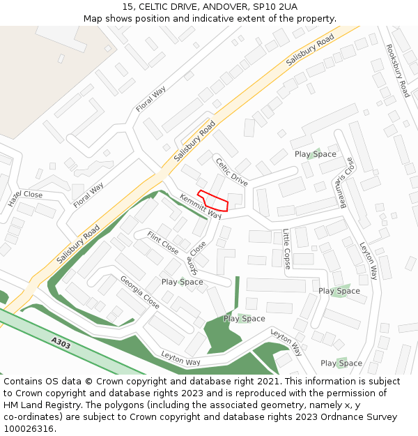 15, CELTIC DRIVE, ANDOVER, SP10 2UA: Location map and indicative extent of plot