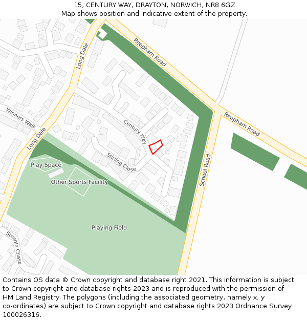 15, CENTURY WAY, DRAYTON, NORWICH, NR8 6GZ: Location map and indicative extent of plot