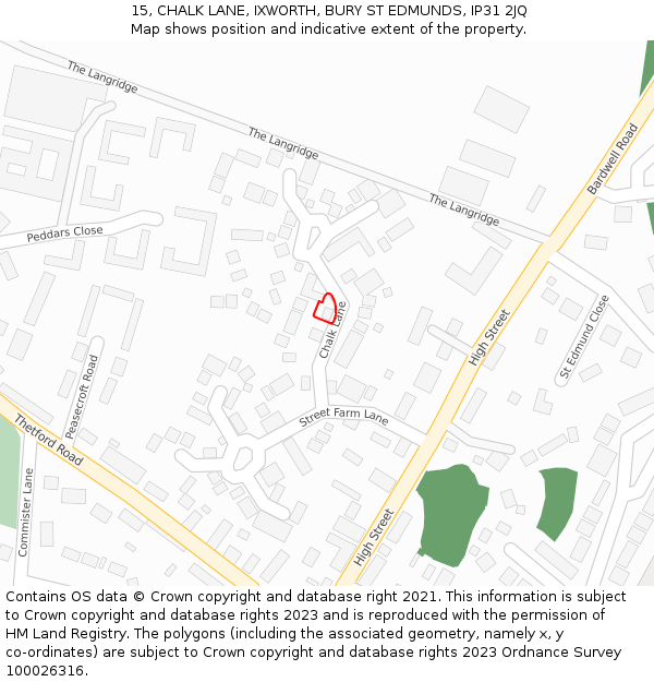 15, CHALK LANE, IXWORTH, BURY ST EDMUNDS, IP31 2JQ: Location map and indicative extent of plot
