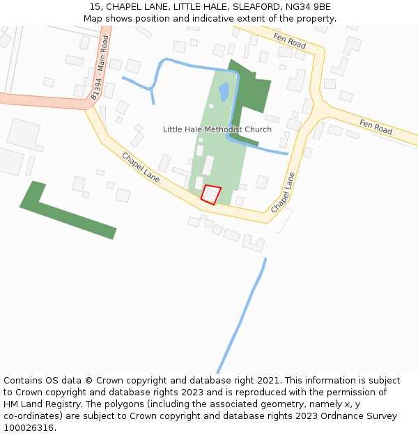 15, CHAPEL LANE, LITTLE HALE, SLEAFORD, NG34 9BE: Location map and indicative extent of plot