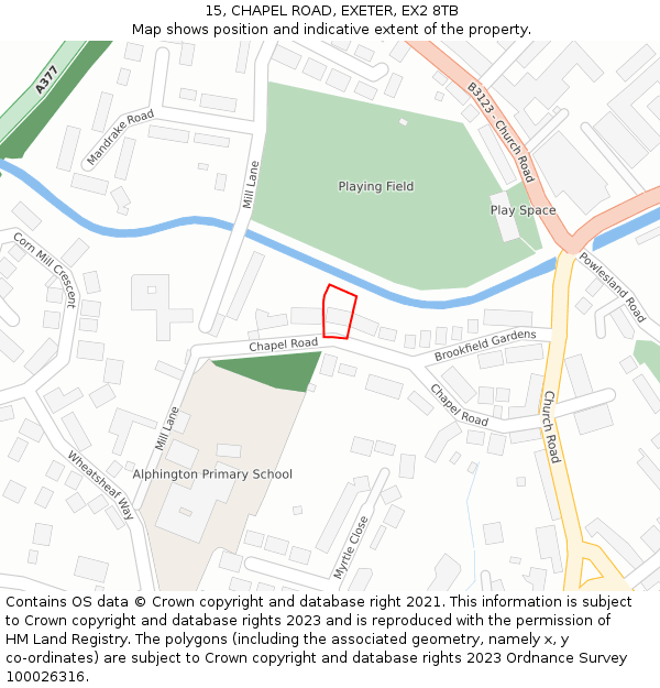 15, CHAPEL ROAD, EXETER, EX2 8TB: Location map and indicative extent of plot