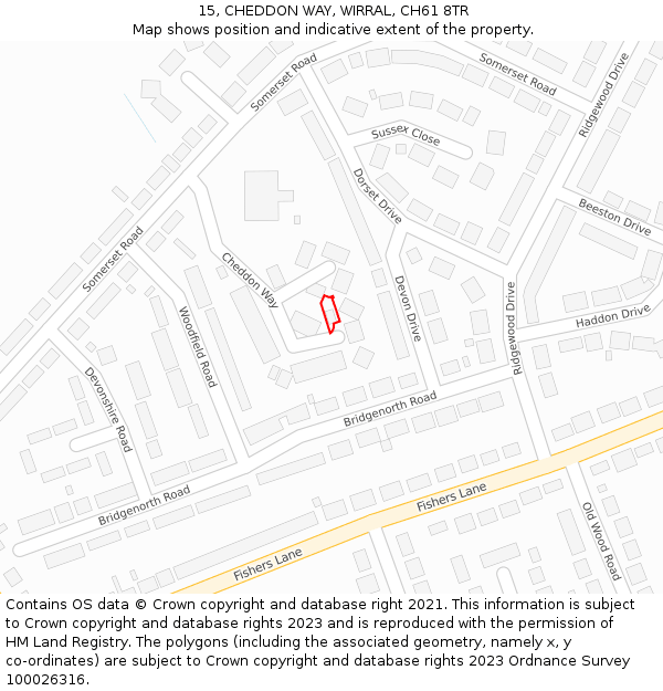 15, CHEDDON WAY, WIRRAL, CH61 8TR: Location map and indicative extent of plot