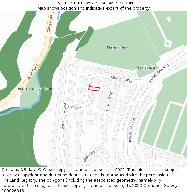 15, CHESTNUT WAY, SEAHAM, SR7 7RN: Location map and indicative extent of plot