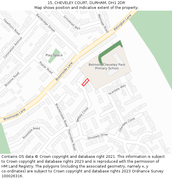 15, CHEVELEY COURT, DURHAM, DH1 2DR: Location map and indicative extent of plot