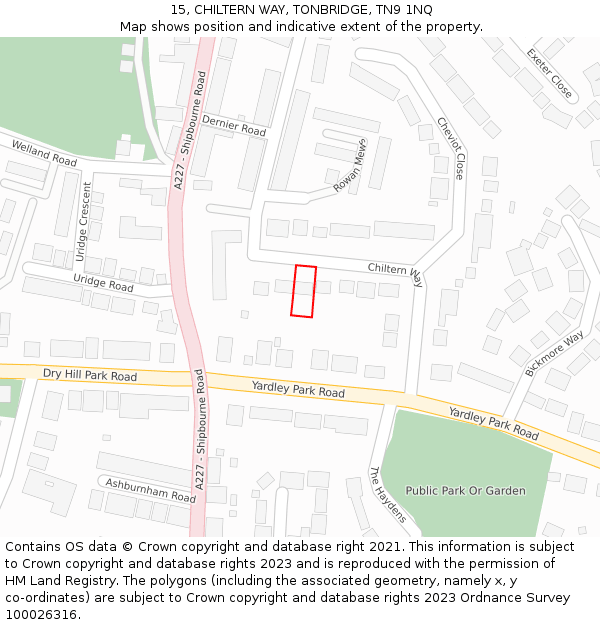 15, CHILTERN WAY, TONBRIDGE, TN9 1NQ: Location map and indicative extent of plot
