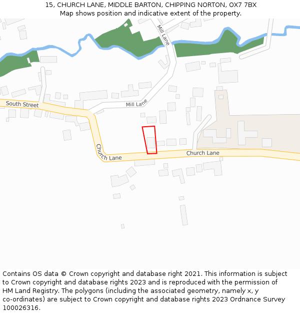 15, CHURCH LANE, MIDDLE BARTON, CHIPPING NORTON, OX7 7BX: Location map and indicative extent of plot