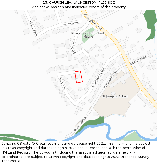 15, CHURCH LEA, LAUNCESTON, PL15 8QZ: Location map and indicative extent of plot