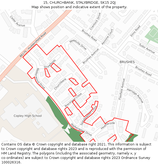 15, CHURCHBANK, STALYBRIDGE, SK15 2QJ: Location map and indicative extent of plot