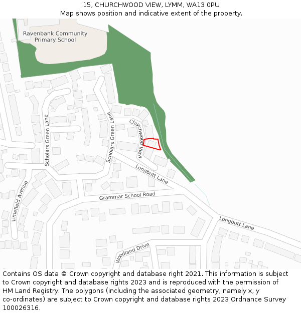 15, CHURCHWOOD VIEW, LYMM, WA13 0PU: Location map and indicative extent of plot