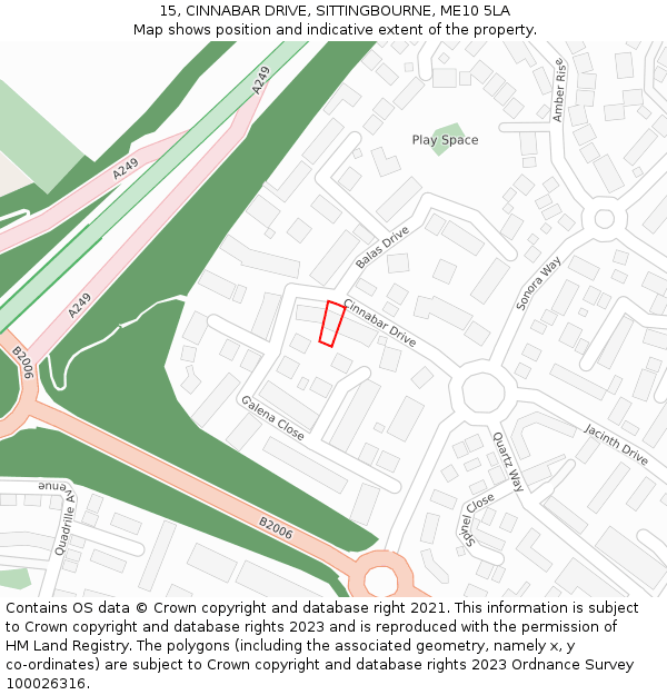 15, CINNABAR DRIVE, SITTINGBOURNE, ME10 5LA: Location map and indicative extent of plot