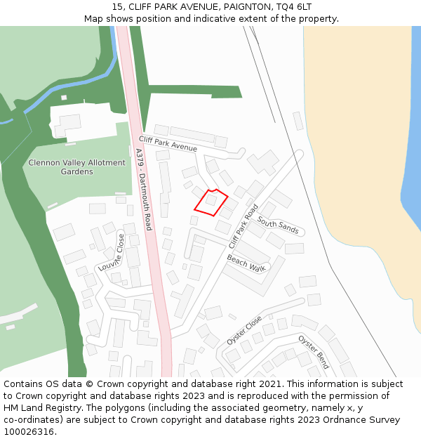 15, CLIFF PARK AVENUE, PAIGNTON, TQ4 6LT: Location map and indicative extent of plot