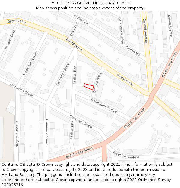 15, CLIFF SEA GROVE, HERNE BAY, CT6 8JT: Location map and indicative extent of plot