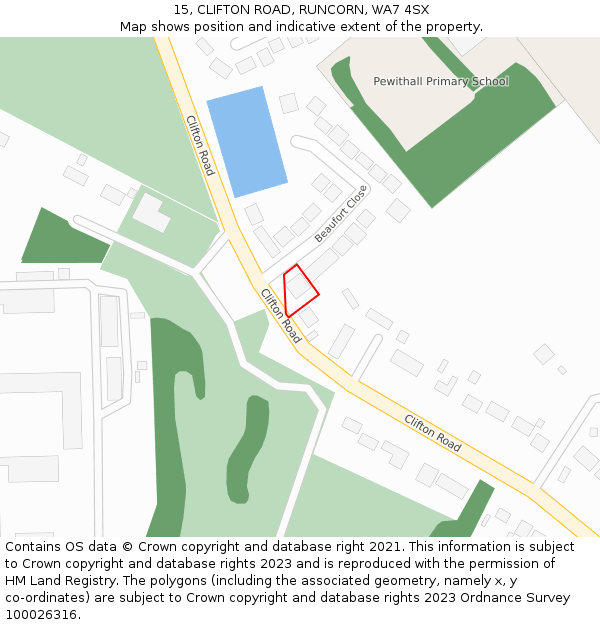 15, CLIFTON ROAD, RUNCORN, WA7 4SX: Location map and indicative extent of plot