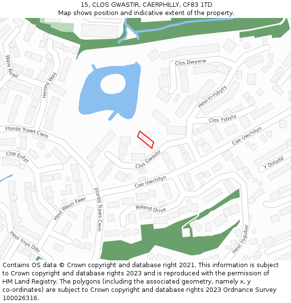 15, CLOS GWASTIR, CAERPHILLY, CF83 1TD: Location map and indicative extent of plot