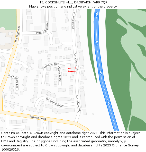 15, COCKSHUTE HILL, DROITWICH, WR9 7QP: Location map and indicative extent of plot