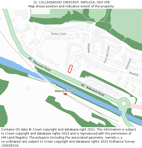 15, COLLINGWOOD CRESCENT, MATLOCK, DE4 3TB: Location map and indicative extent of plot