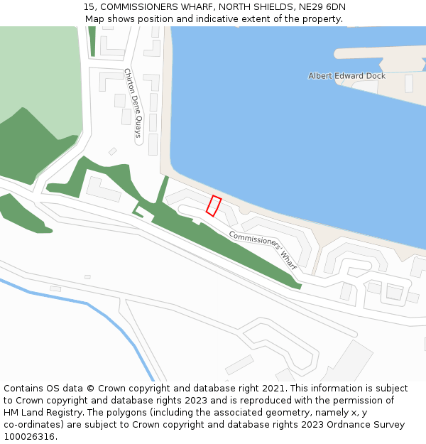 15, COMMISSIONERS WHARF, NORTH SHIELDS, NE29 6DN: Location map and indicative extent of plot