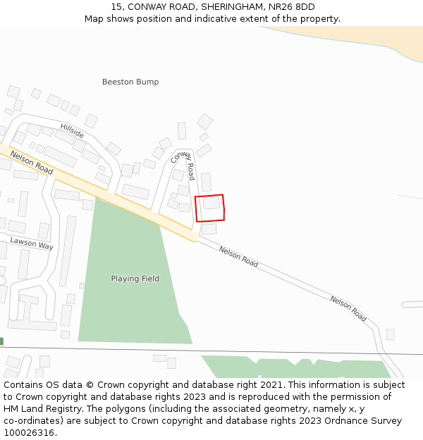 15, CONWAY ROAD, SHERINGHAM, NR26 8DD: Location map and indicative extent of plot