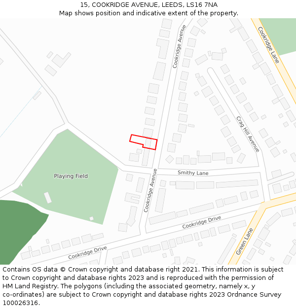 15, COOKRIDGE AVENUE, LEEDS, LS16 7NA: Location map and indicative extent of plot