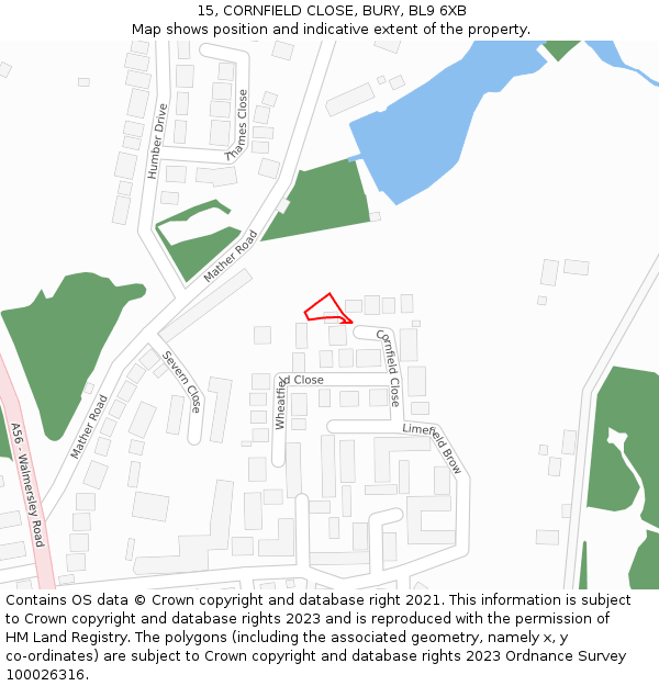 15, CORNFIELD CLOSE, BURY, BL9 6XB: Location map and indicative extent of plot