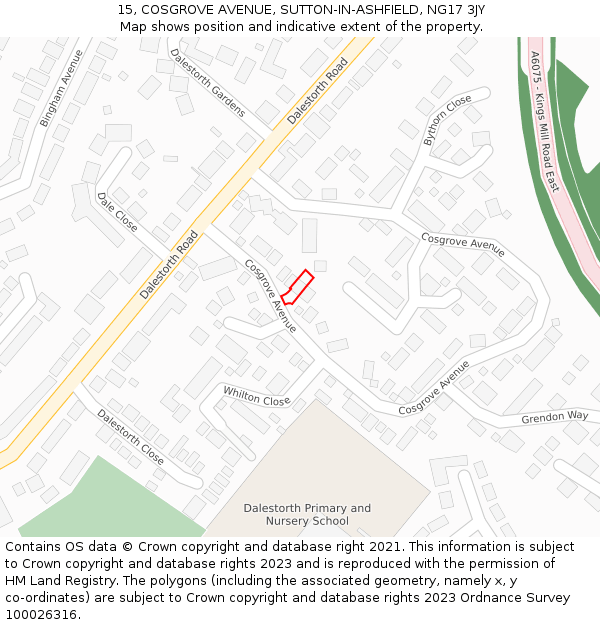 15, COSGROVE AVENUE, SUTTON-IN-ASHFIELD, NG17 3JY: Location map and indicative extent of plot