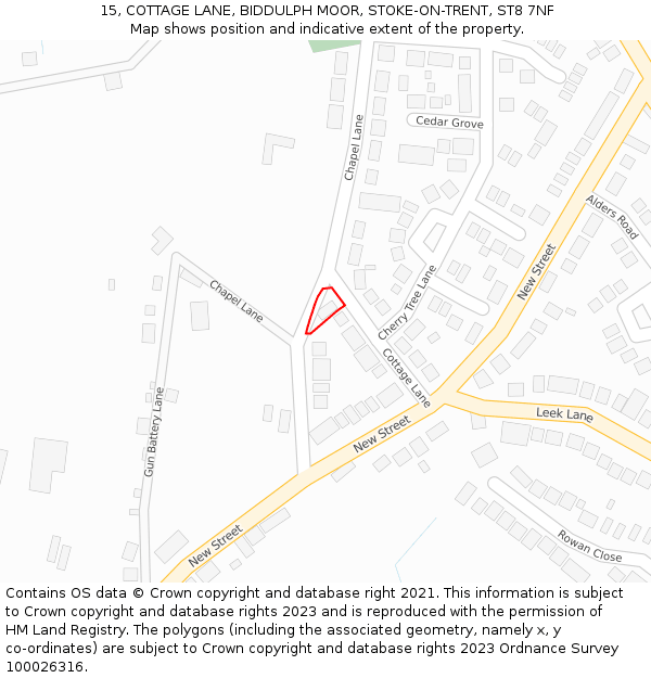 15, COTTAGE LANE, BIDDULPH MOOR, STOKE-ON-TRENT, ST8 7NF: Location map and indicative extent of plot