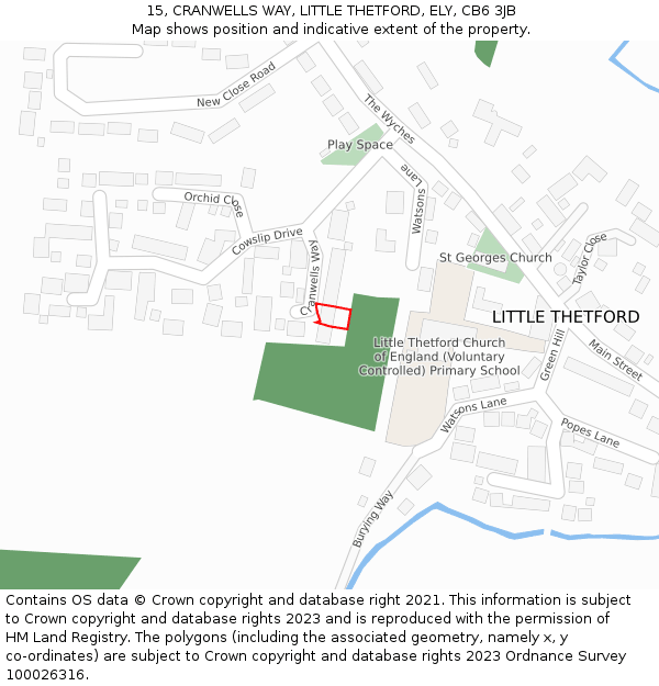 15, CRANWELLS WAY, LITTLE THETFORD, ELY, CB6 3JB: Location map and indicative extent of plot