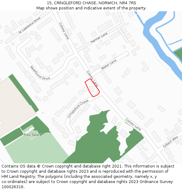 15, CRINGLEFORD CHASE, NORWICH, NR4 7RS: Location map and indicative extent of plot