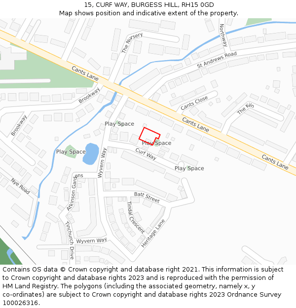 15, CURF WAY, BURGESS HILL, RH15 0GD: Location map and indicative extent of plot