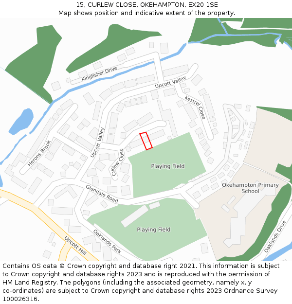 15, CURLEW CLOSE, OKEHAMPTON, EX20 1SE: Location map and indicative extent of plot