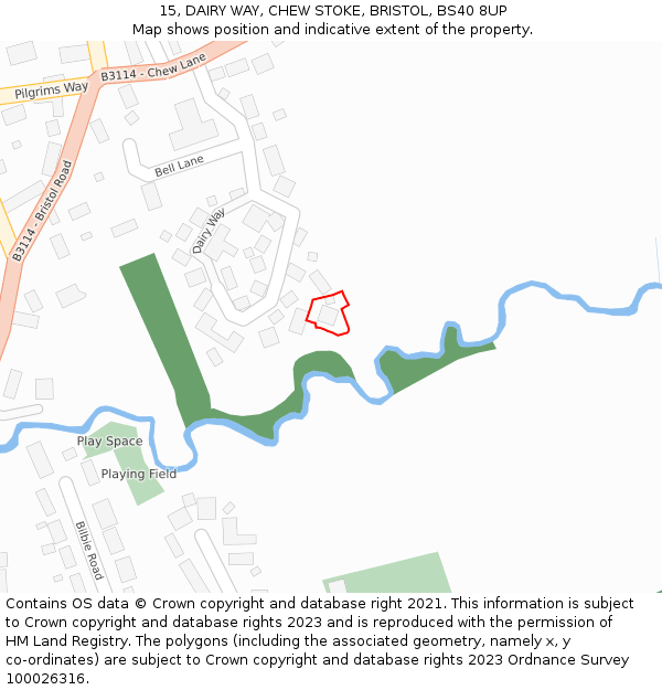 15, DAIRY WAY, CHEW STOKE, BRISTOL, BS40 8UP: Location map and indicative extent of plot