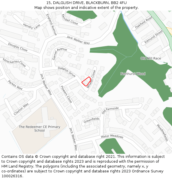 15, DALGLISH DRIVE, BLACKBURN, BB2 4FU: Location map and indicative extent of plot