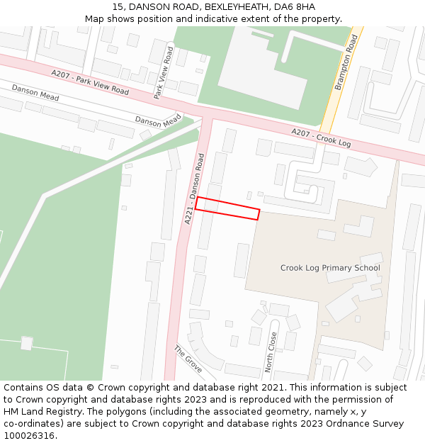 15, DANSON ROAD, BEXLEYHEATH, DA6 8HA: Location map and indicative extent of plot