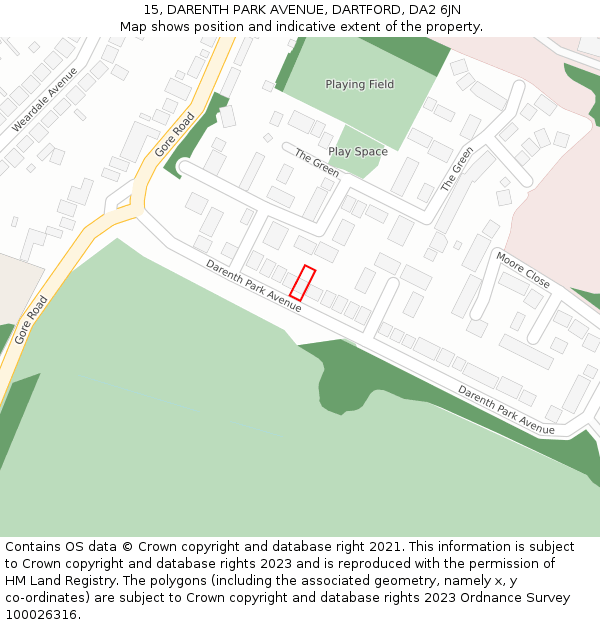 15, DARENTH PARK AVENUE, DARTFORD, DA2 6JN: Location map and indicative extent of plot