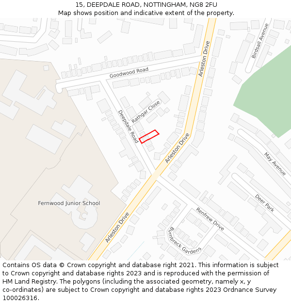 15, DEEPDALE ROAD, NOTTINGHAM, NG8 2FU: Location map and indicative extent of plot