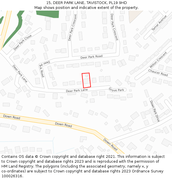 15, DEER PARK LANE, TAVISTOCK, PL19 9HD: Location map and indicative extent of plot