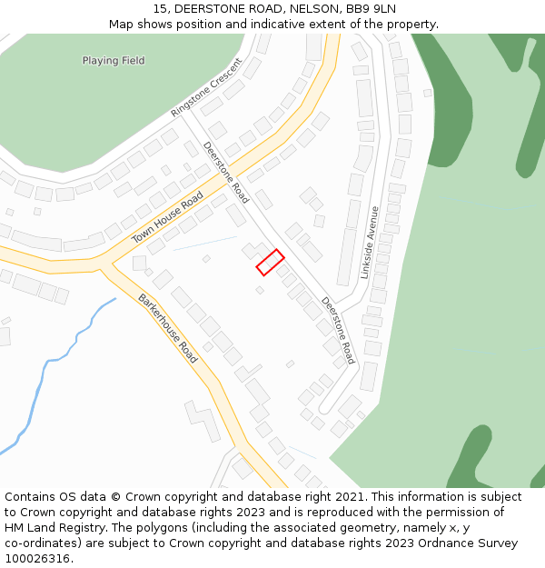 15, DEERSTONE ROAD, NELSON, BB9 9LN: Location map and indicative extent of plot