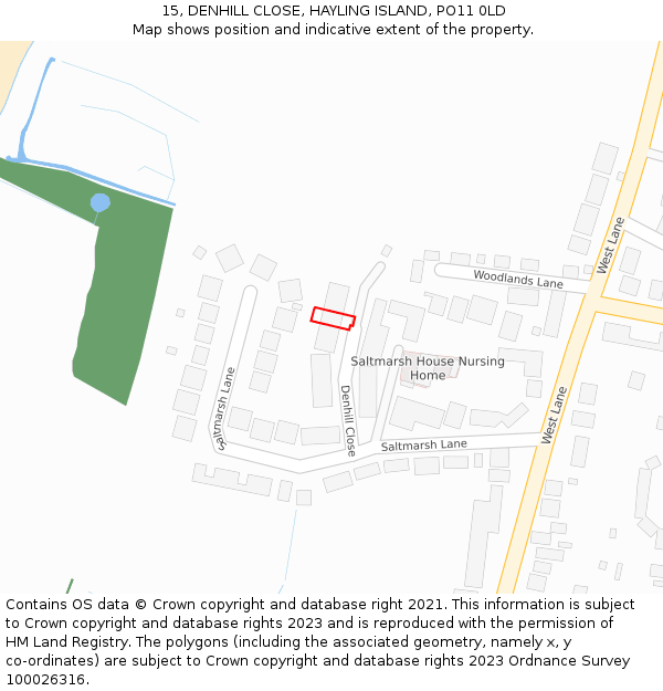 15, DENHILL CLOSE, HAYLING ISLAND, PO11 0LD: Location map and indicative extent of plot