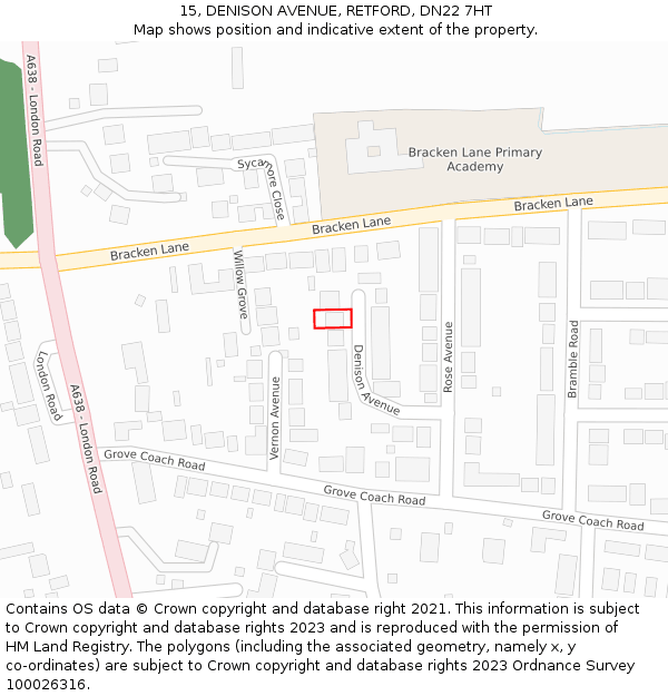 15, DENISON AVENUE, RETFORD, DN22 7HT: Location map and indicative extent of plot