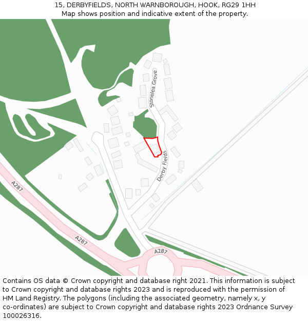 15, DERBYFIELDS, NORTH WARNBOROUGH, HOOK, RG29 1HH: Location map and indicative extent of plot