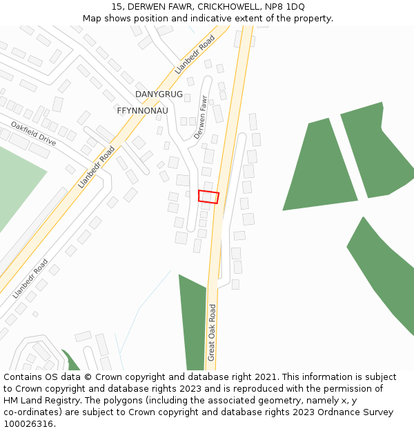 15, DERWEN FAWR, CRICKHOWELL, NP8 1DQ: Location map and indicative extent of plot