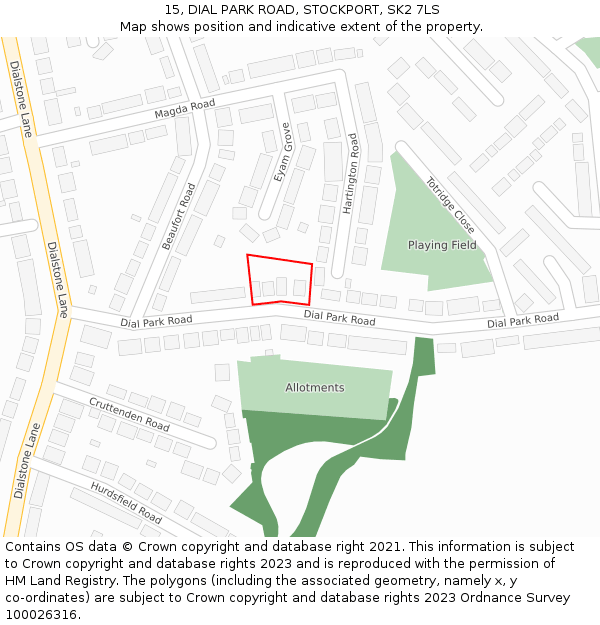 15, DIAL PARK ROAD, STOCKPORT, SK2 7LS: Location map and indicative extent of plot