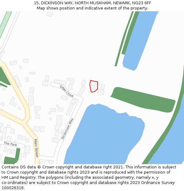 15, DICKINSON WAY, NORTH MUSKHAM, NEWARK, NG23 6FF: Location map and indicative extent of plot